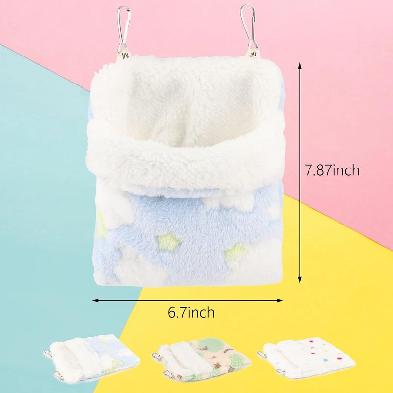 Reshiho Sugar Glider Sleeping Pouch Bag, Warm Hamster Hammock Pouch Sack Small Pet Hanging Bed for Hamster Rat Hedgehog Squirrel and Other Small Animal (Blue) - Image 2